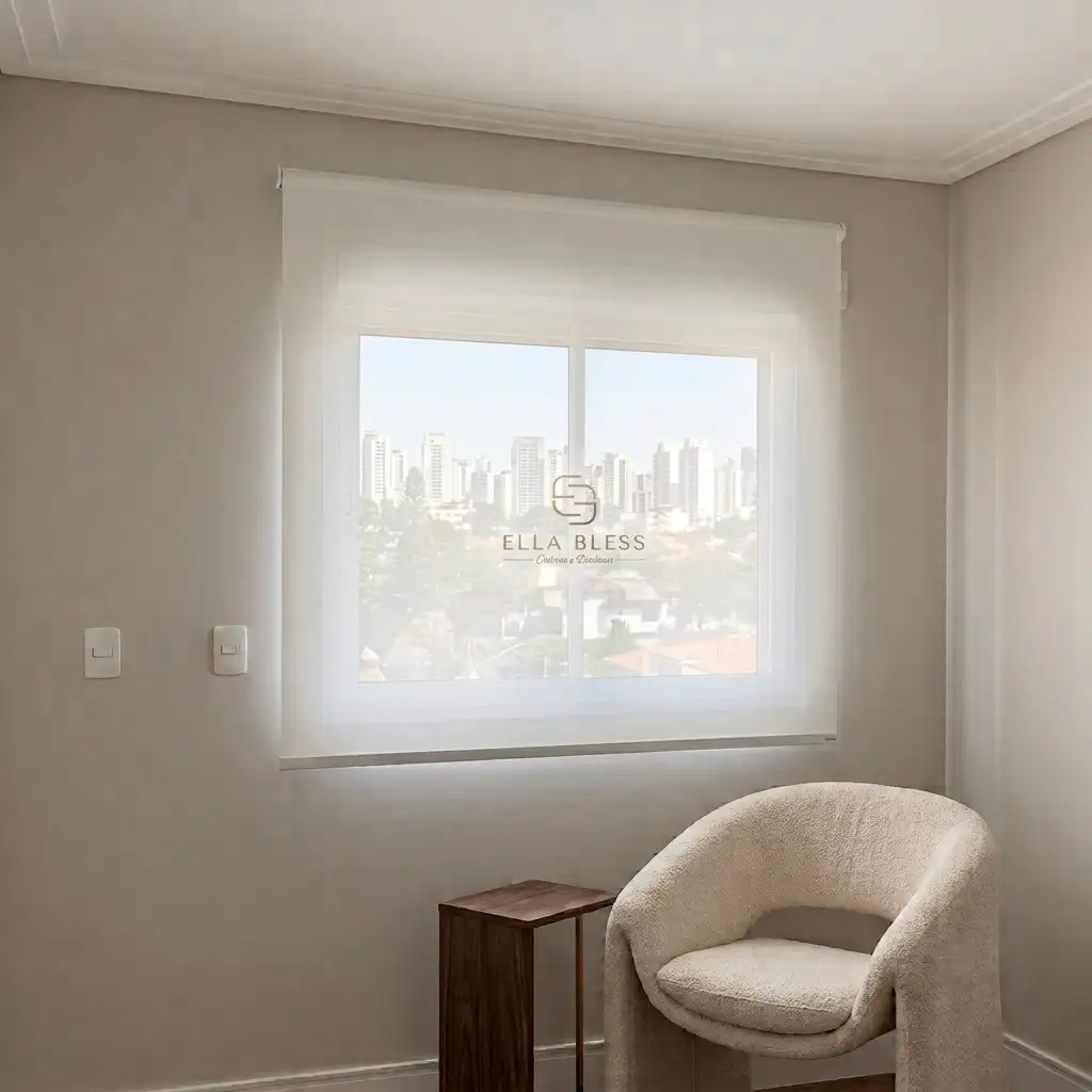 Persiana Rolô Tela Solar 5% cor Branco