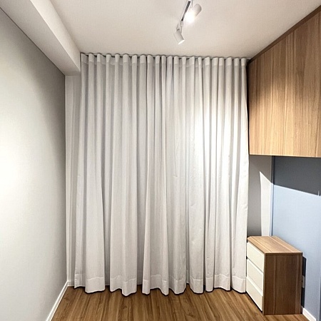 Cortina Wave Linho Gaze cor Branco com forro BK 100%  Branco - L. 1,50m x A. 2,60m